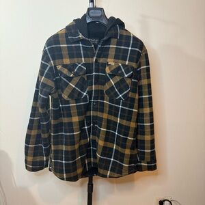 Matix Black and Brown Plaid Shirt Jacket